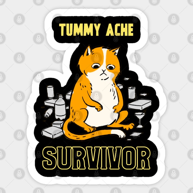 Tummy Ache Survivor Cat Sticker by HyperactiveGhost